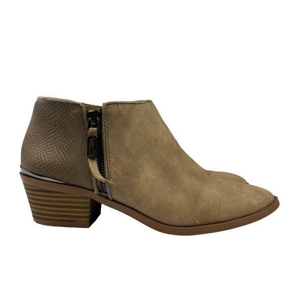 Simply Vera Vera Wang Faux Suede Snakeskin Ankle Boots‎ Side Zip Womens Size 7.5 - Picture 1 of 14